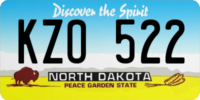 ND license plate KZO522