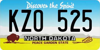 ND license plate KZO525