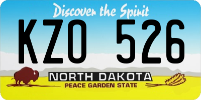 ND license plate KZO526