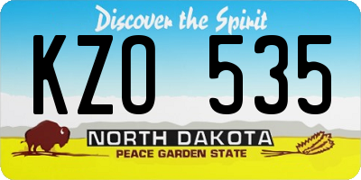 ND license plate KZO535