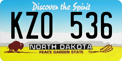 ND license plate KZO536