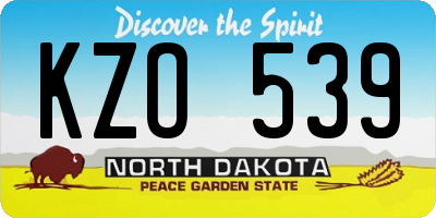ND license plate KZO539