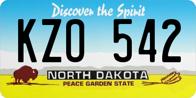 ND license plate KZO542
