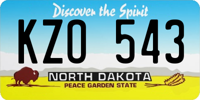 ND license plate KZO543