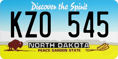 ND license plate KZO545
