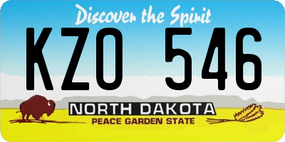 ND license plate KZO546