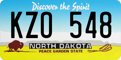 ND license plate KZO548