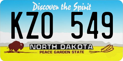 ND license plate KZO549