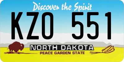 ND license plate KZO551