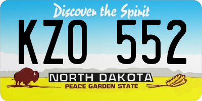 ND license plate KZO552