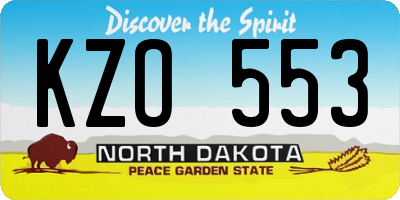 ND license plate KZO553
