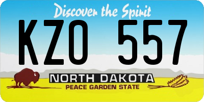 ND license plate KZO557
