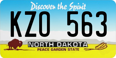 ND license plate KZO563