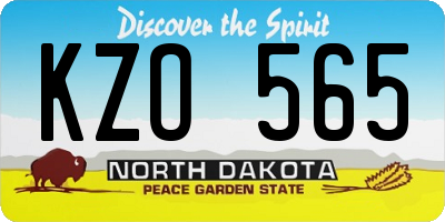 ND license plate KZO565