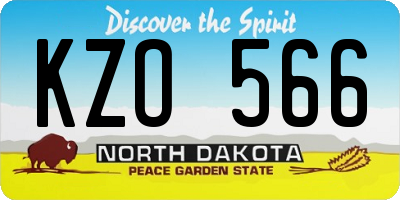 ND license plate KZO566