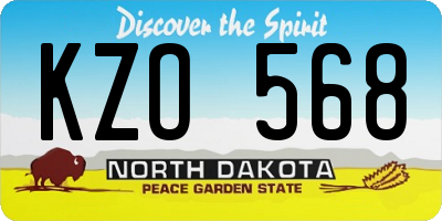 ND license plate KZO568