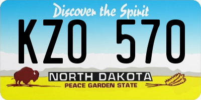 ND license plate KZO570