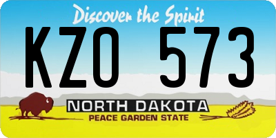ND license plate KZO573