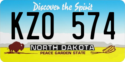 ND license plate KZO574