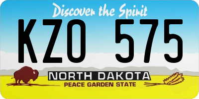 ND license plate KZO575