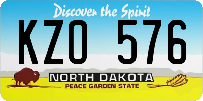 ND license plate KZO576