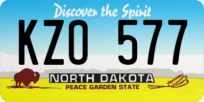 ND license plate KZO577