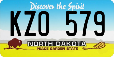 ND license plate KZO579
