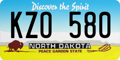ND license plate KZO580