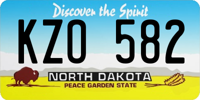 ND license plate KZO582