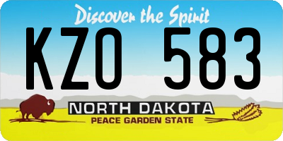 ND license plate KZO583
