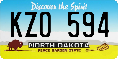 ND license plate KZO594