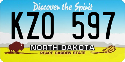 ND license plate KZO597