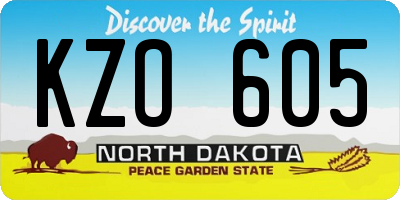 ND license plate KZO605