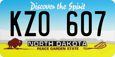 ND license plate KZO607