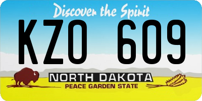 ND license plate KZO609