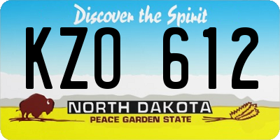ND license plate KZO612