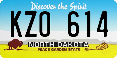 ND license plate KZO614