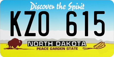 ND license plate KZO615