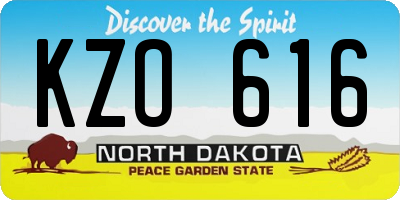 ND license plate KZO616
