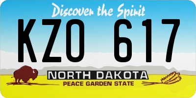 ND license plate KZO617