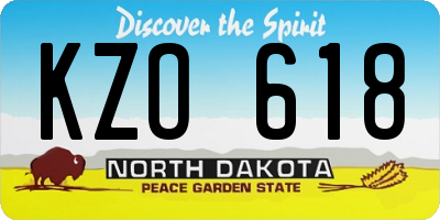 ND license plate KZO618