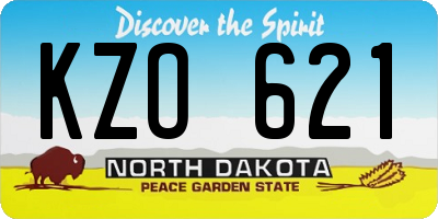 ND license plate KZO621