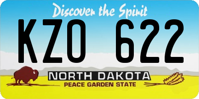 ND license plate KZO622