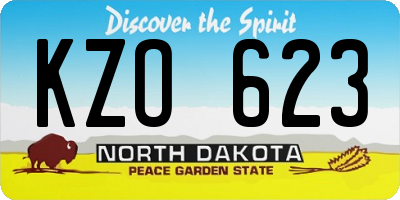 ND license plate KZO623