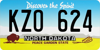 ND license plate KZO624