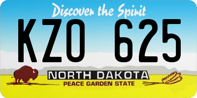 ND license plate KZO625