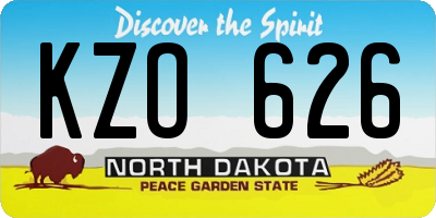ND license plate KZO626
