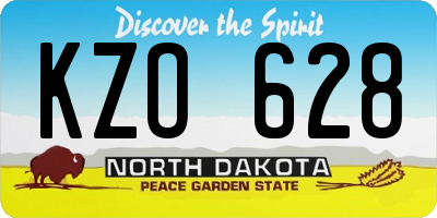 ND license plate KZO628