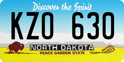 ND license plate KZO630