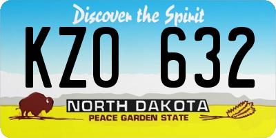 ND license plate KZO632